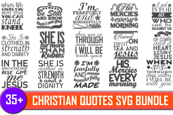 Christian Quotes Designs Bundle 35: Graphics for Crafts